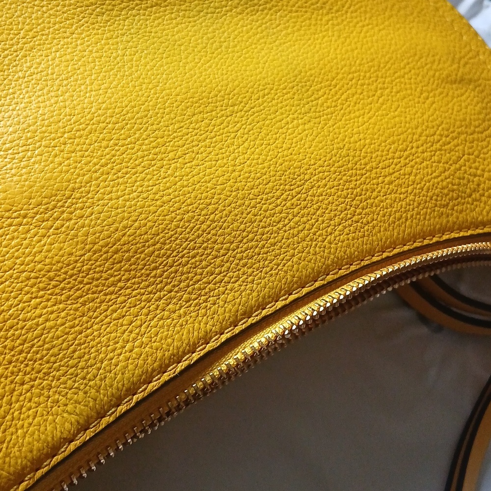 Michael Kors Yellow Pebbled Leather Crescent Shoulder Bag - Picture 6 of 8